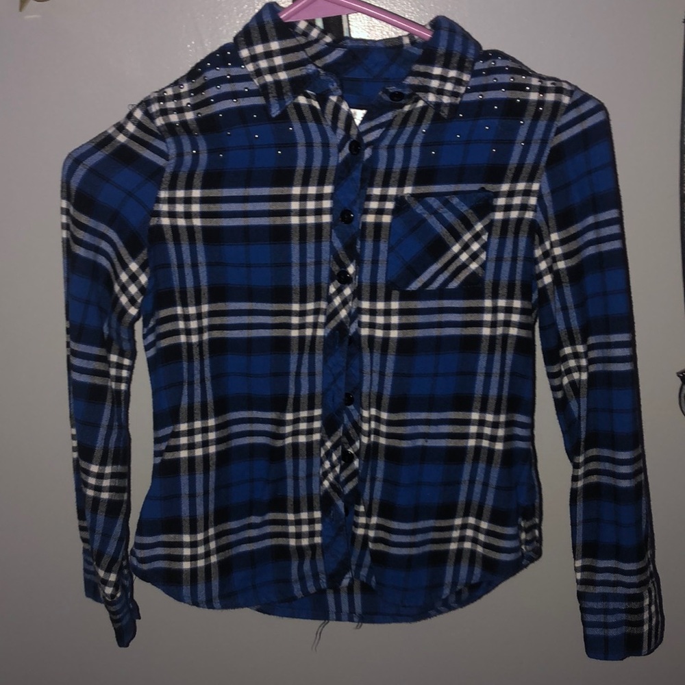 blue black and white soft flannel.